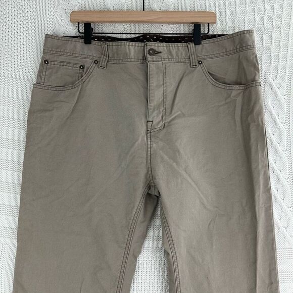 prAna Pants Mens 40x30 TUCSON Khaki Canvas Performance Stretch Slim Hiking Pants - Picture 4 of 10